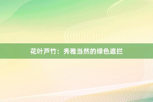 花叶芦竹：秀雅当然的绿色遮拦